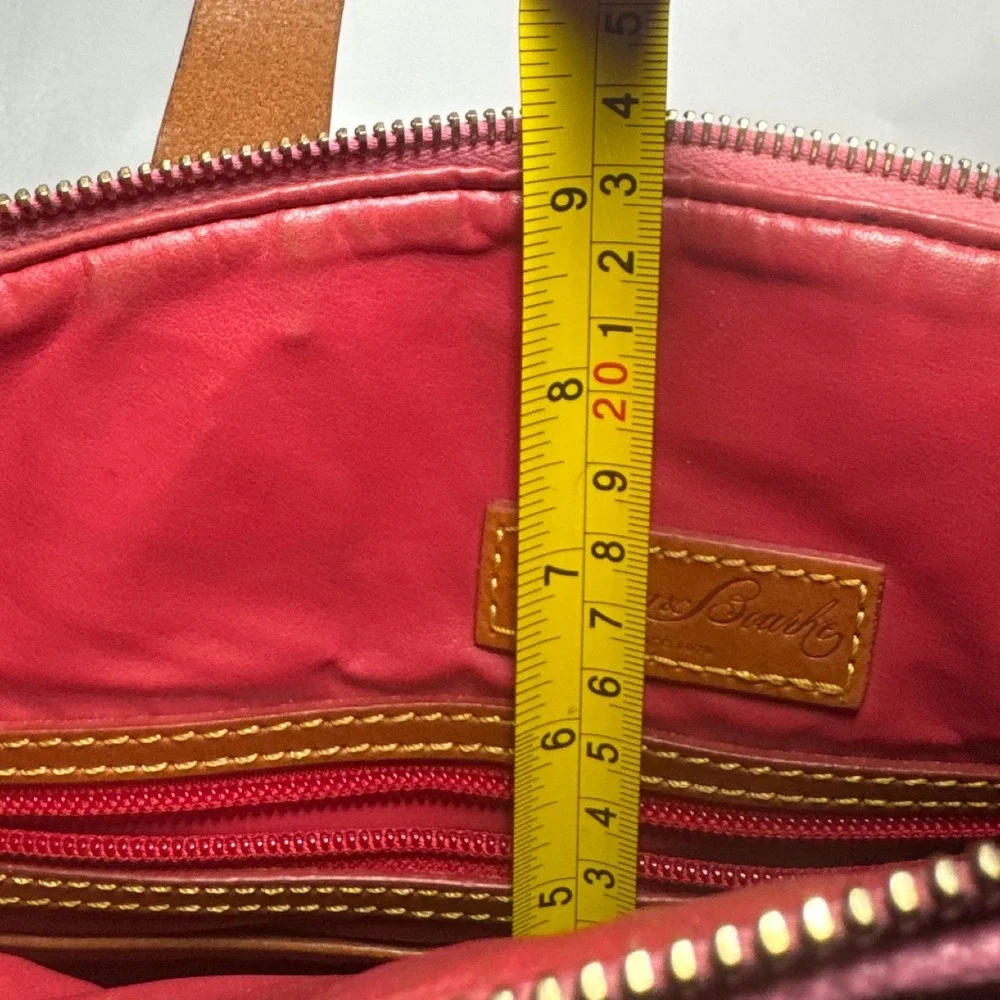 Dooney & Bourke Pink Pebble Grain Leather Satchel Bag Brown‎ Trim Dome Handbag